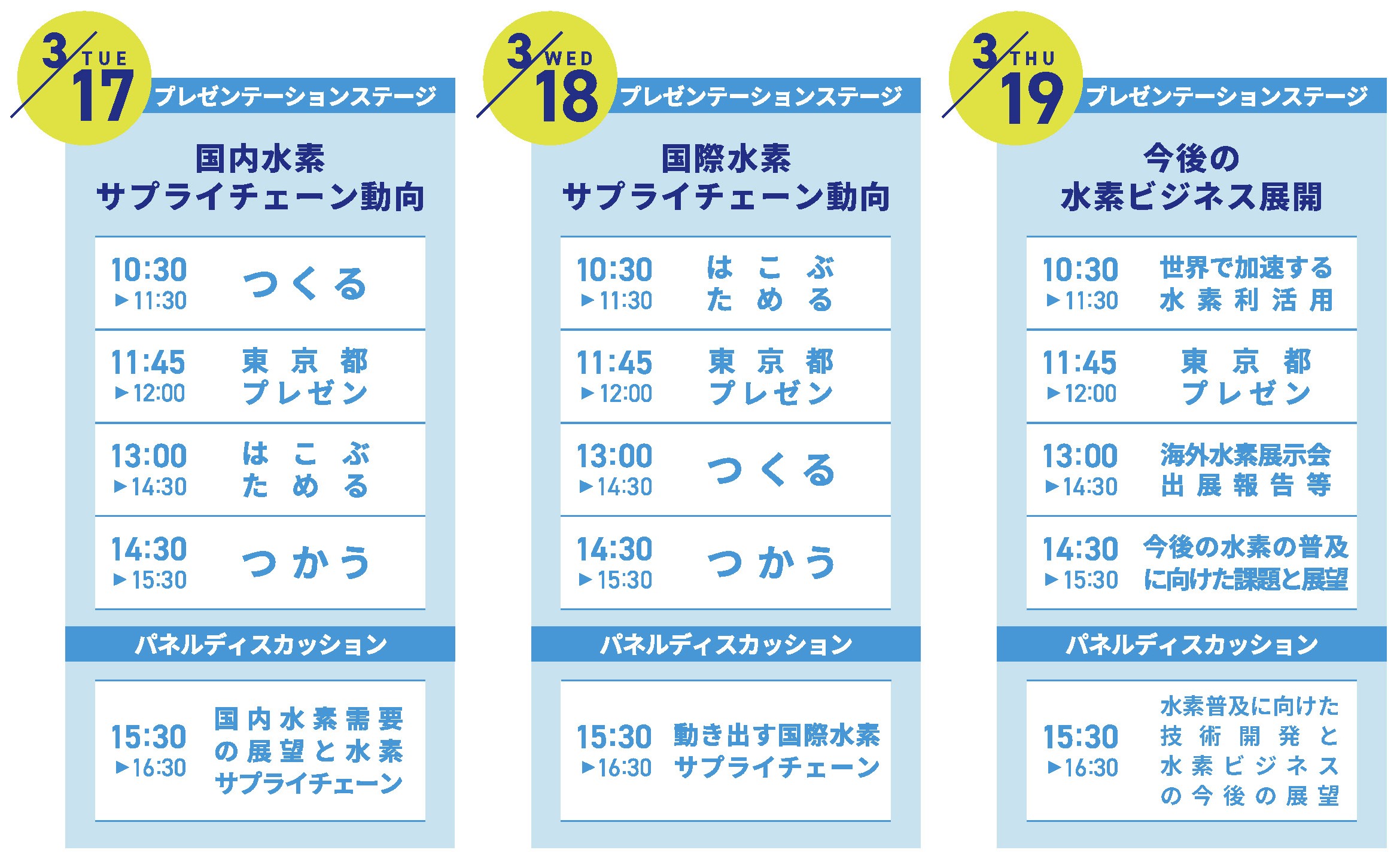 3日間のタイムテーブルとテーマ